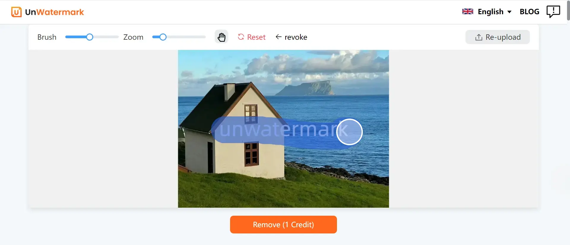 Watermark Remover: select the area of the image