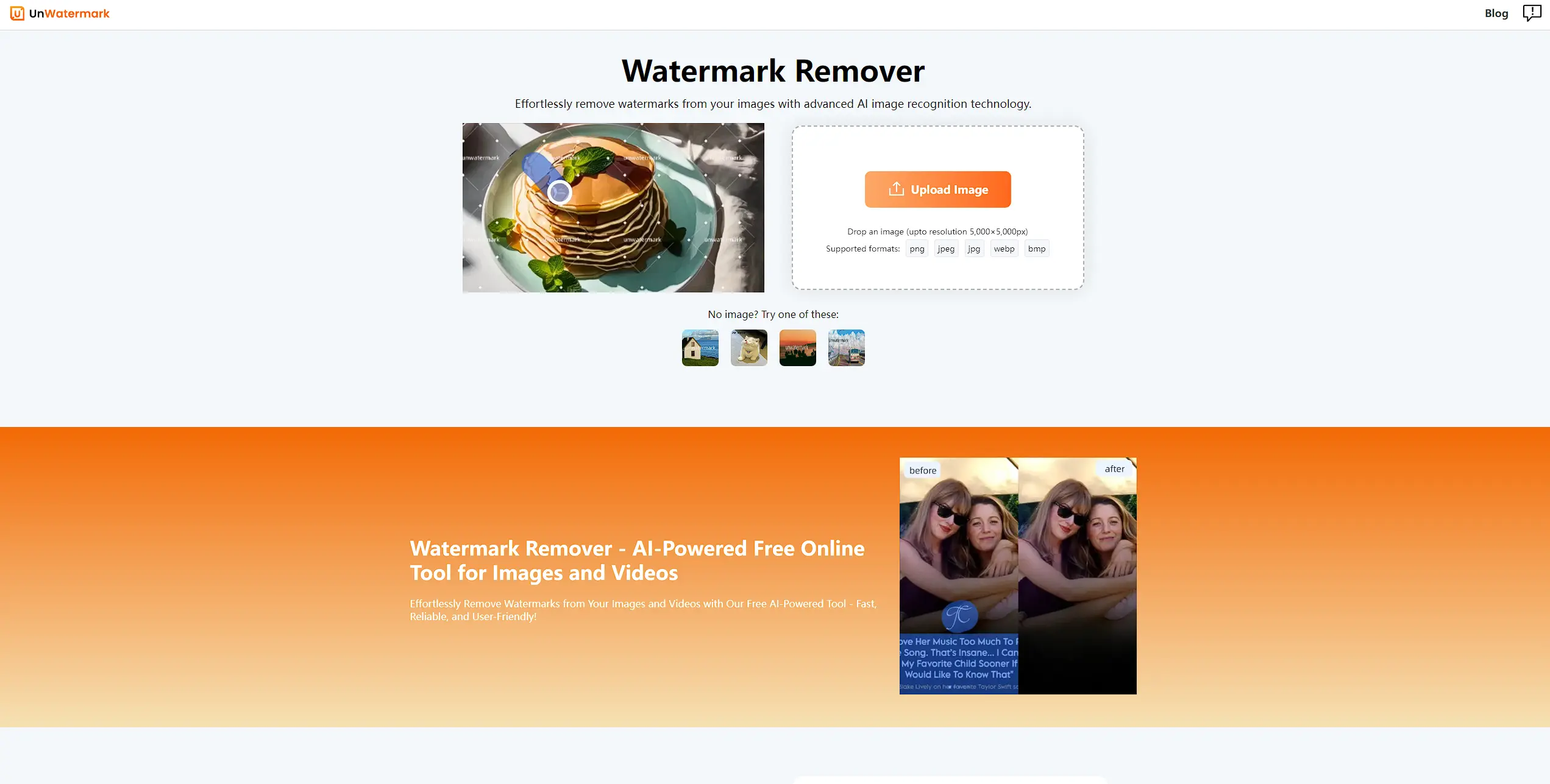 unwatermark homepage screenshot